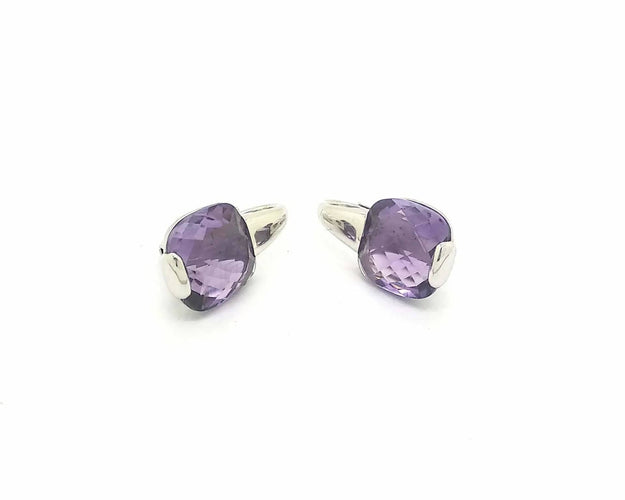 Boucles d'oreilles Boucles d'oreilles en or blanc avec améthyste 58 Facettes 6587