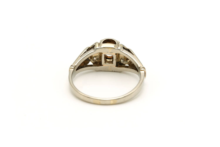 Bague 56 Bague Art Déco en or blanc sertie de diamants 58 Facettes 19785