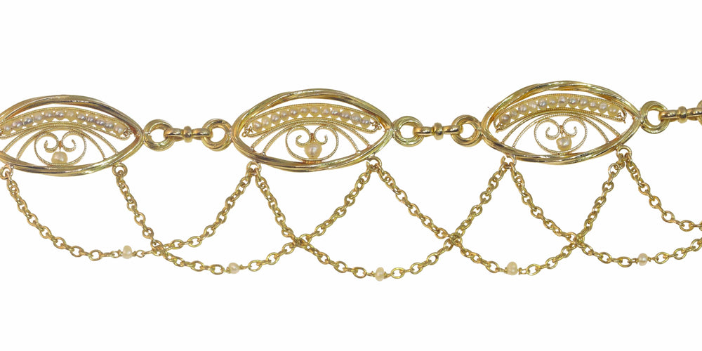 Collier Grandeur victorienne : un collier tissé d'or et de perles 58 Facettes 23039-0116