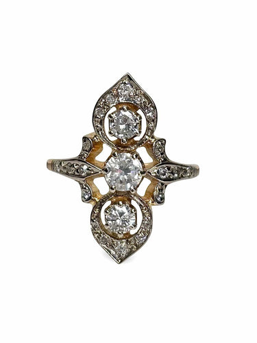 Bague ancienne or jaune et diamants 0,70 ct