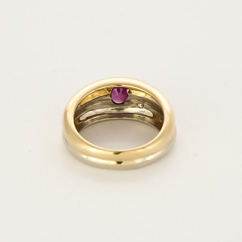 Bague 52,5 Bague double jonc en or jaune et or gris, rubis et diamants 58 Facettes VER0120