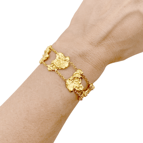 Bracelet Bracelet vintage maillons style pépite, or jaune. 58 Facettes 34801