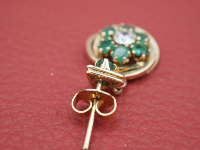 Boucles d'oreilles Boucles d'oreille émeraude marguerite 58 Facettes