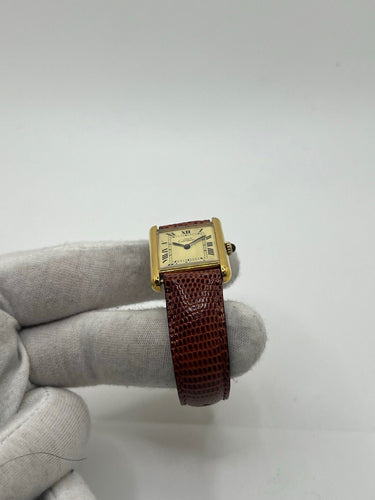 Montre Cartier - Montre Tank Must Vermeil grand modèle en vermeil et argent 58 Facettes