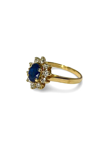 Bague 47 Bague or jaune saphir 1 ct et diamants 0,30 ct 58 Facettes 00066301
