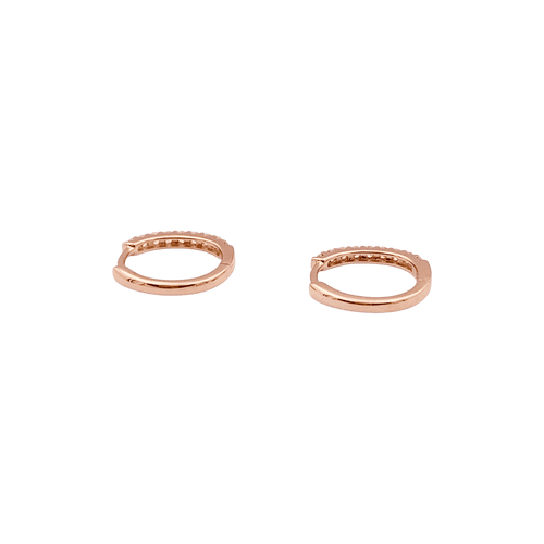 Boucles d'oreilles Paire de petites créoles en or rose, diamants. 58 Facettes 34292