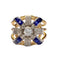 Bague Bague rétro des années 40 en or et platine avec diamants et saphir 58 Facettes CH52(04553)