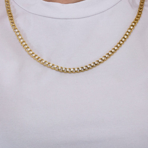 Collier Collier or jaune texturé et diamants 58 Facettes GULK222