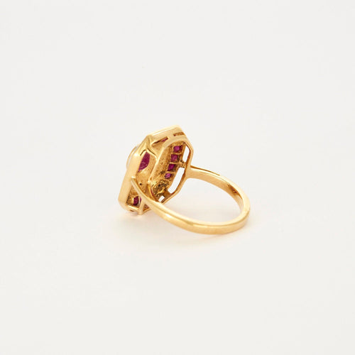 Bague 51 Bague Octogonale Rubis Diamants Or Jaune 58 Facettes 1