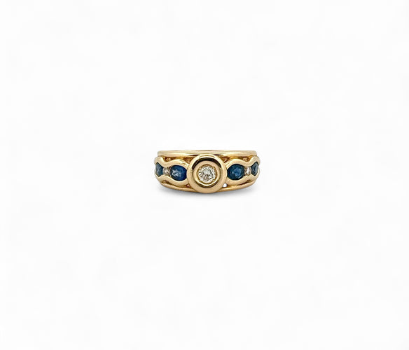 Bague 53 Bague en or jaune diamants et saphirs 58 Facettes