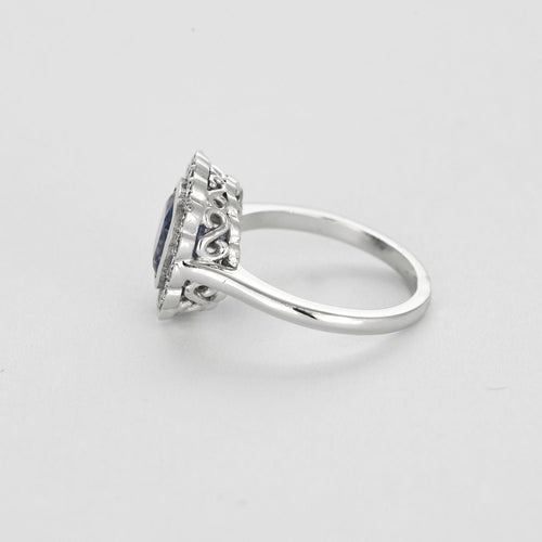 Bague 53 Bague or gris, saphir et diamants 58 Facettes EB1