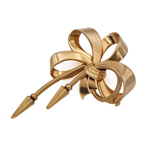 Broche Broche Nœud Or jaune - Epoque 1950 58 Facettes