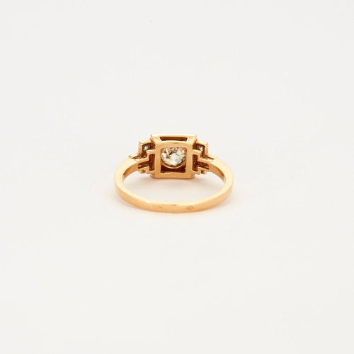 Bague 53.5 Bague art déco en or rose d'un diamant taille ancienne 58 Facettes