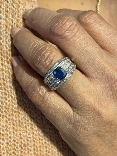 BAGUE MODERNE SAPHIR ET DIAMANTS 58 Facettes 095271