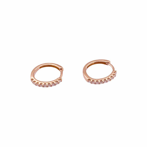 Boucles d'oreilles Paire de petites créoles en or rose, diamants. 58 Facettes 34291