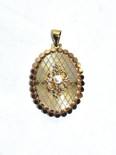 Pendentif Médaillon Photo Or rose et Perle 58 Facettes