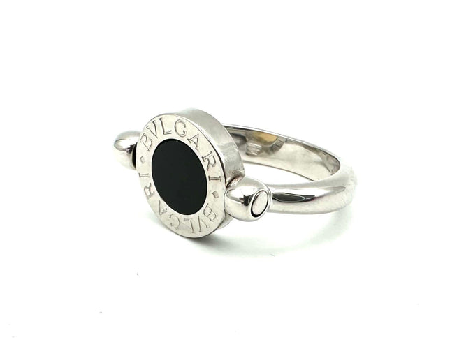 Bague 54 BVLGARI. Collection "BVLGARI-BVLGARI", bague 2 ors et onyx 58 Facettes