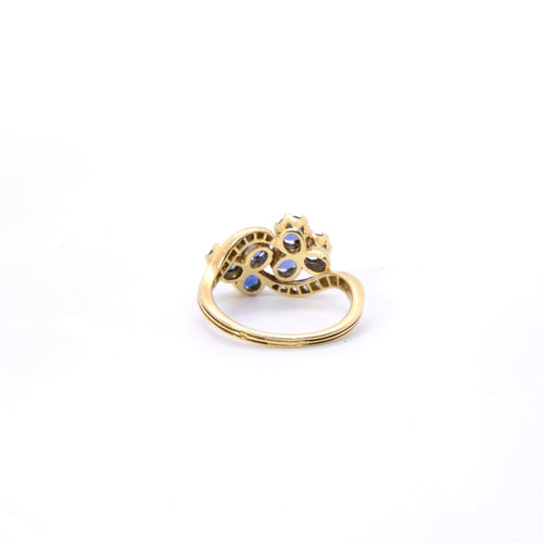 Bague 55 Bague double trèfles or jaune saphirs diamants 58 Facettes 104