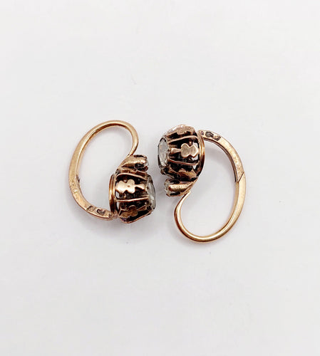 Boucles d'oreilles Dormeuses victoriennes or rose et diamant 58 Facettes A05396