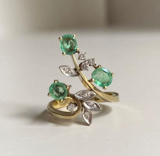 Bague 53 Bague végétale or jaune et blanc 58 Facettes