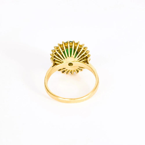 Bague marguerite émeraude diamants en or jaune