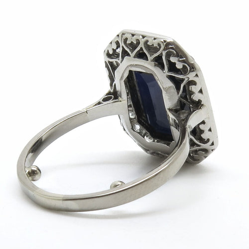 Bague Bague Octogonale Art Déco en Saphir et Diamants 58 Facettes
