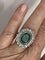 Bague Fleur Platine Or Gris Emeraude Diamants