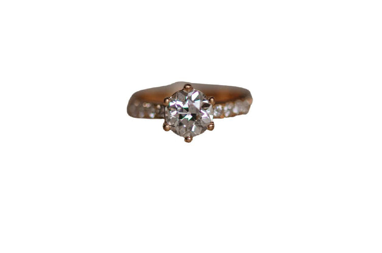 Bague 53 Yellow gold old european diamond ring 58 Facettes