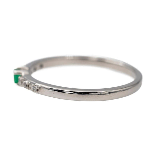 Bague 53 Bague Or blanc Emeraude, Diamant 58 Facettes 2898446CN