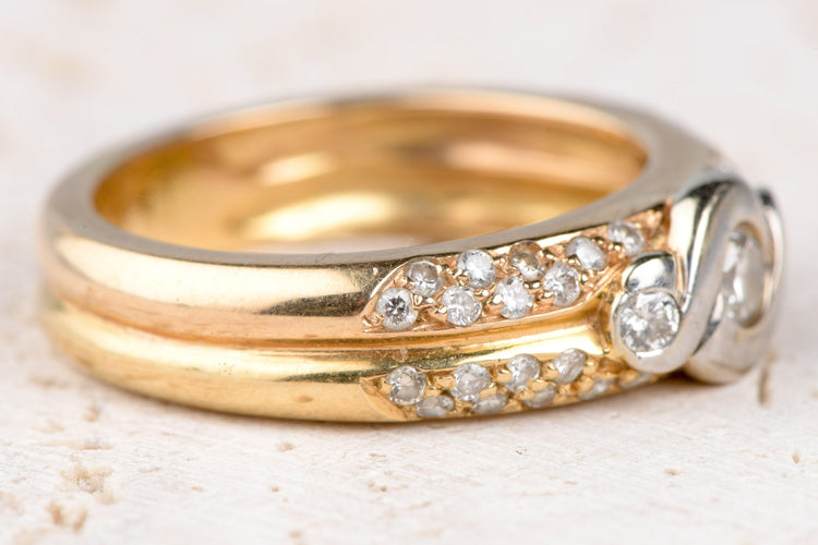 Bague 56 Bague en or bicolore jaune et blanc 18 carats et diamants 0,61 carats 58 Facettes BGVICHYALL-107