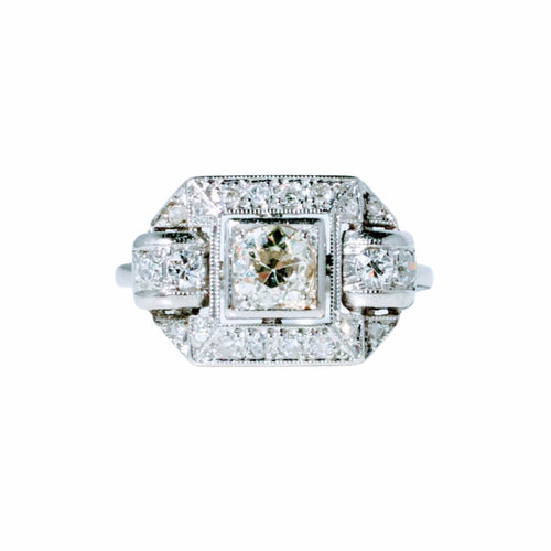 Bague 57 Bague Art-Déco Or blanc Platine et Diamants 0.50 ct 58 Facettes 240 370