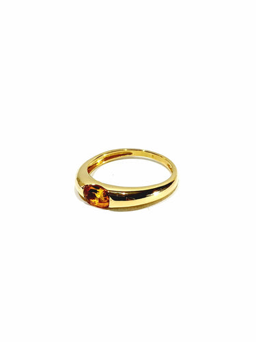 Bague 52 Bague or jaune, citrine orange 58 Facettes