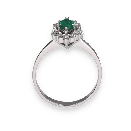 Bague 53 Bague Marguerite Émeraude Marquise Diamants 58 Facettes