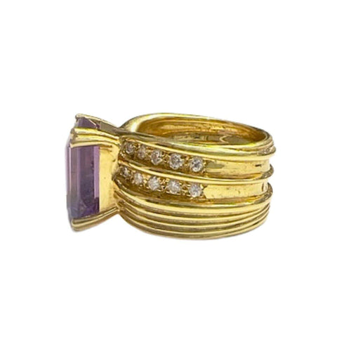 Bague 54 Bague en or avec diamants et améthytes 58 Facettes Q140B(949)