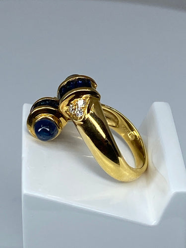 Bague 53 Bague toi et moi en Or jaune, saphirs et diamants 58 Facettes