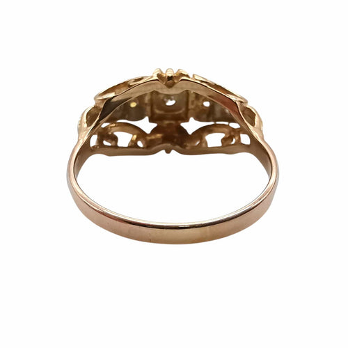 Bague vintage en or jaune & diamants