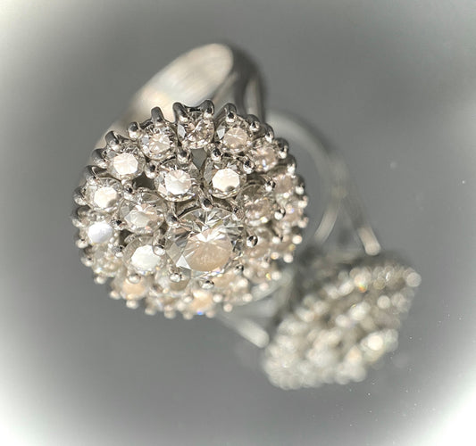 Bague 54.5 Bague fleur or blanc diamants 58 Facettes