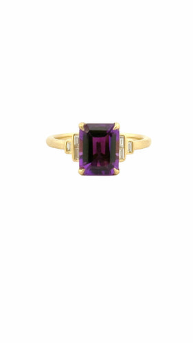 Bague Bague en or 18 carats , améthyste et diamants 58 Facettes