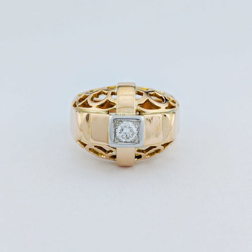 Bague 56 Bague tank ajourée en or jaune et diamant 58 Facettes 33016