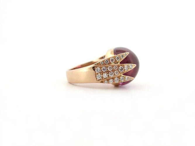 Bague 52 bague en or rose 18k 14gr t52 cabochon amethyste sertie 46 diamants 0.75 ct 58 Facettes 264003
