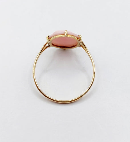Bague 55 Bague antique or jaune, camée coquille rose à la jeune fille 58 Facettes A05233