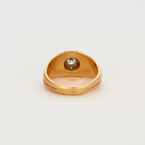 Bague 59 Bague jonc or jaune et gris diamant 58 Facettes GU40
