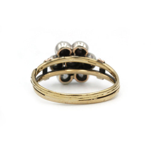 Bague 53 Bague 19eme or jaune 750 et 7 diamants tailles anciennes 0.50 carats total 58 Facettes 1239