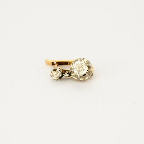 Boucles d'oreilles Dormeuses or jaune et blanc et diamants 58 Facettes GULK225