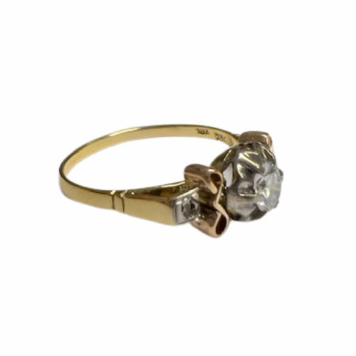 Bague 57 BAGUE ART DÉCO DES ANNÉES 1925-1930 EN OR 18 KT ET PLATINE AVEC DIAMANTS 58 Facettes DMAR12