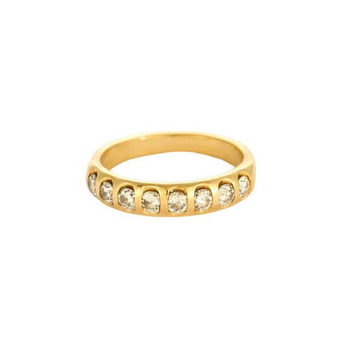 Bague 54 Demi alliance or jaune et diamants 58 Facettes GULK241