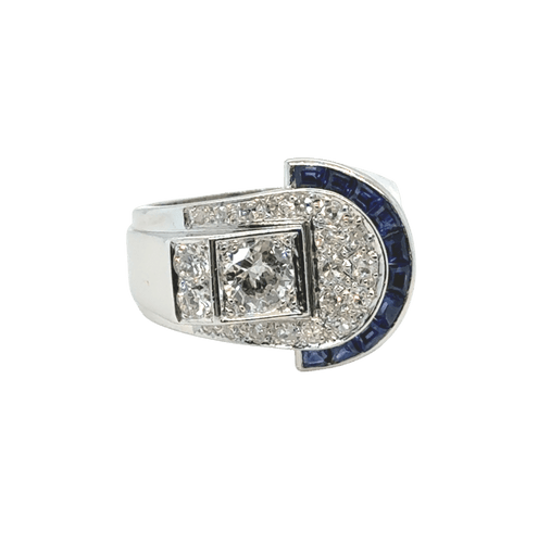 Bague 58 Art Déco - Bague platine - Diamants et Saphirs 58 Facettes 1.0000782/1