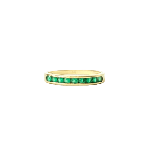 Bague 55 Demi-alliance Or et émeraudes 58 Facettes