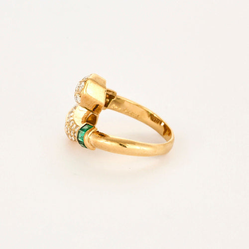 Bague 54 BRY - Bague toi et moi en or jaune, émeraudes et diamants 58 Facettes 250104