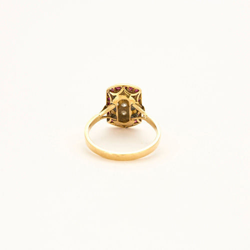 Bague 56 Bague Art Déco or jaune, rubis, diamants 58 Facettes 240 555